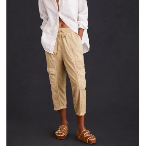Daily Practice by Anthropologie Evergreen Cargo Cropped Pants Gold Tan Size XS - Picture 10 of 10